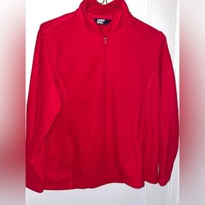 Brand New Women’s Lands’ End Red Half Zip Fleece Pullover, Size L / P